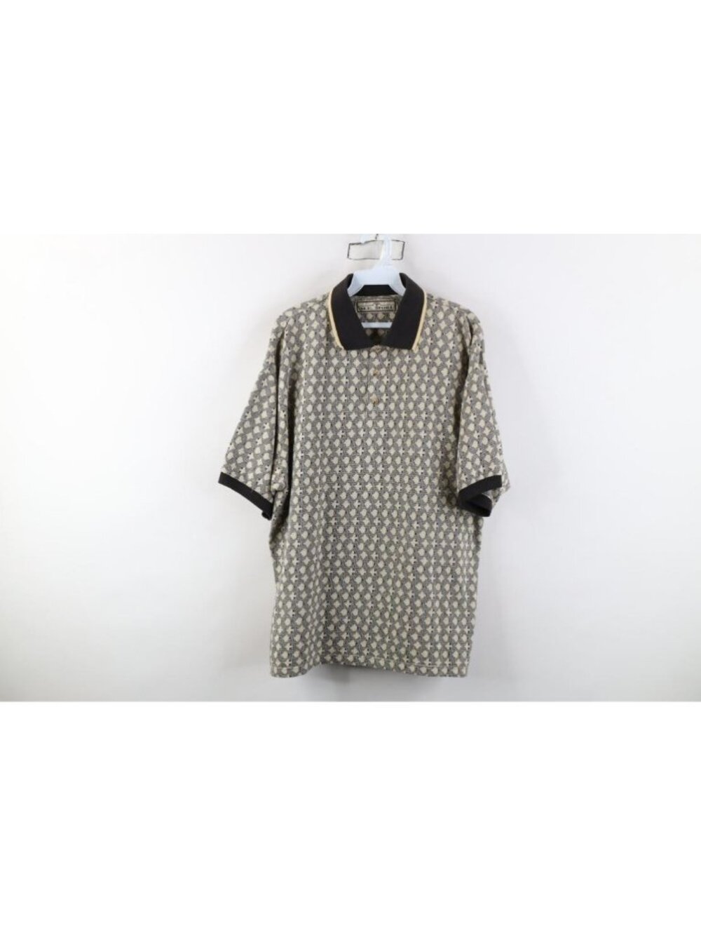 Vintage 90s Streetwear Mens Large Faed Geometric Knit Collared Golf Polo Shirt